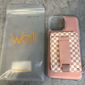 Walli Case Wallet - brand new! iPhone 13 Pro Max light pink checkered!